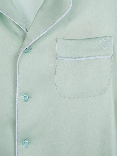 Мятная шелковая пижама с белым кантом, 4