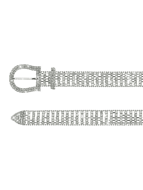 Тонкий серебристый ремень со стразами, 2