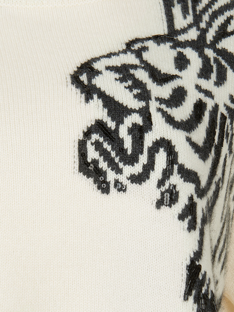 Белый кашемировый свитер с бисером и пайетками, 3