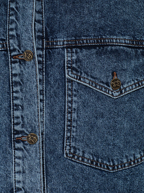 Синяя джинсовая куртка с отделкой из кожи и подкладом из овчины, 3