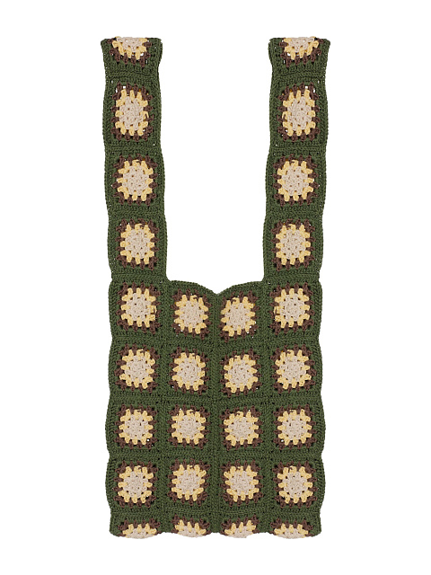 Темно-зеленая вязаная сумка-шоппер, 1