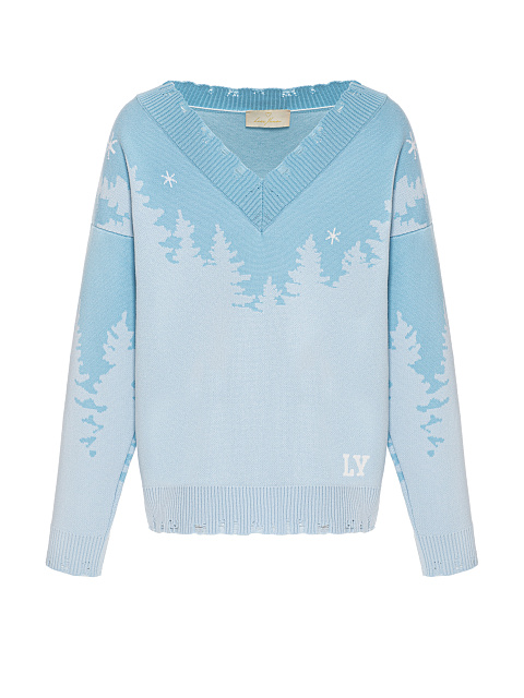 Голубой пуловер с лесным пейзажем, 1