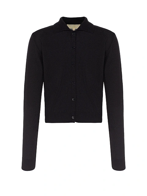 Черный трикотажный кардиган на пуговицах, 1 Черный трикотажный кардиган на пуговицах, 1
