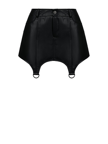 Черная ультра мини юбка из эко-кожи, 1