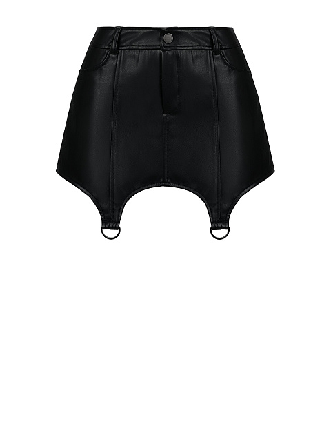 Черная ультра мини юбка из эко-кожи, 1