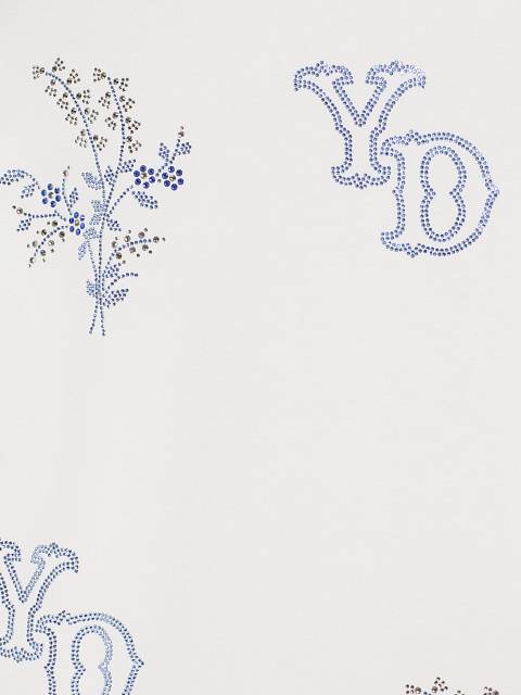 Белый лонгслив из хлопка со стразами, 4