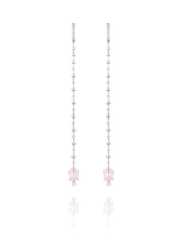 Серьги из белого золота с розовым кварцем, 1