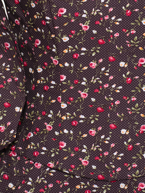 Коричневый комплект с цветочным принтом из топа и юбки-мини, 3