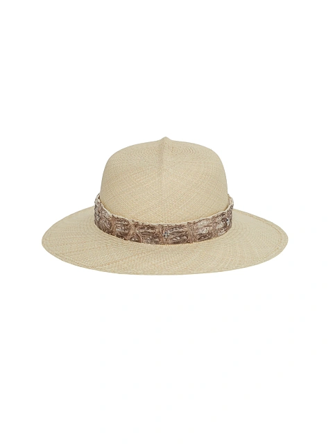 Соломенная шляпа с отделкой из кожи крокодила и лилией, 2