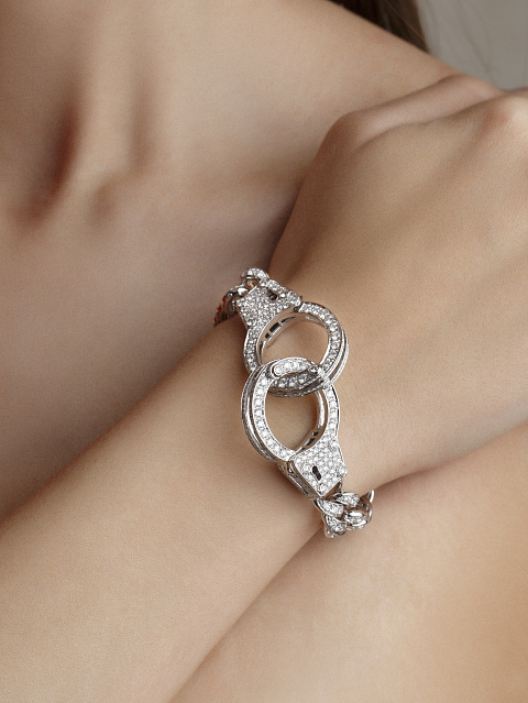 Комплект браслет с кулоном из белого золота с бриллиантами, 3