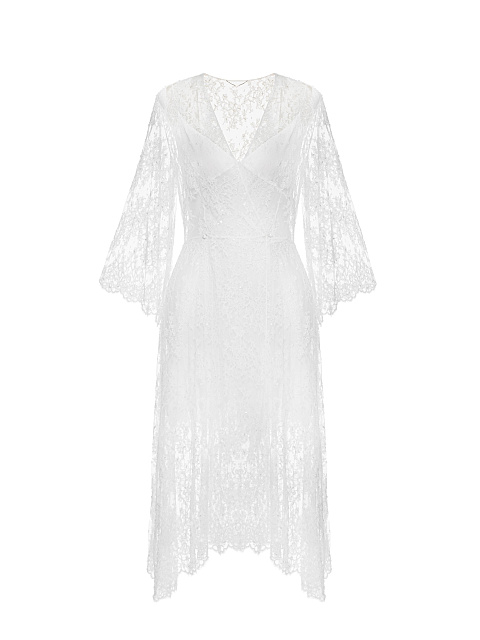 Белое платье-миди из кружева, 1 Белое платье-миди из кружева, 1