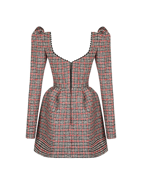 Черно-красное платье-мини с вырезом каре, 2 Черно-красное платье-мини с вырезом каре, 2