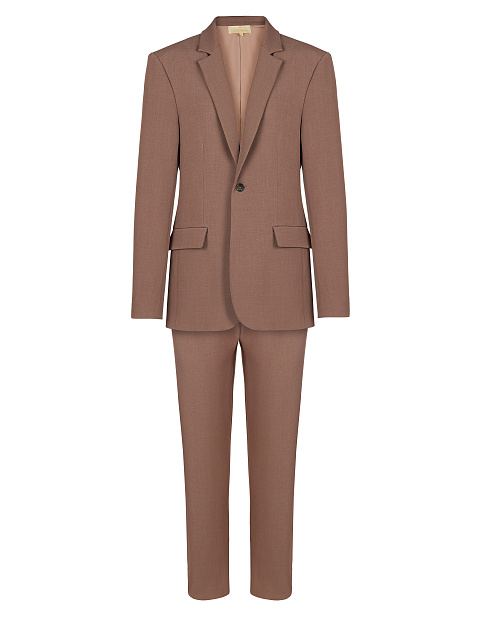 Светло-коричневый брючный костюм-двойка, 1