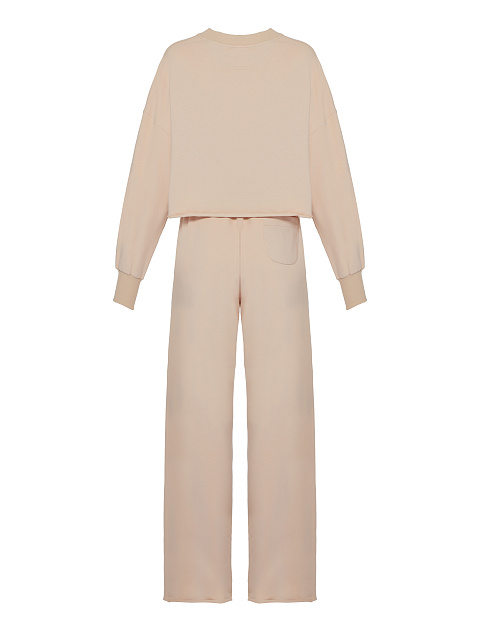 Светло-бежевый трикотажный костюм Bad Girls Club с черной вышивкой, 2 Светло-бежевый трикотажный костюм Bad Girls Club с черной вышивкой, 2