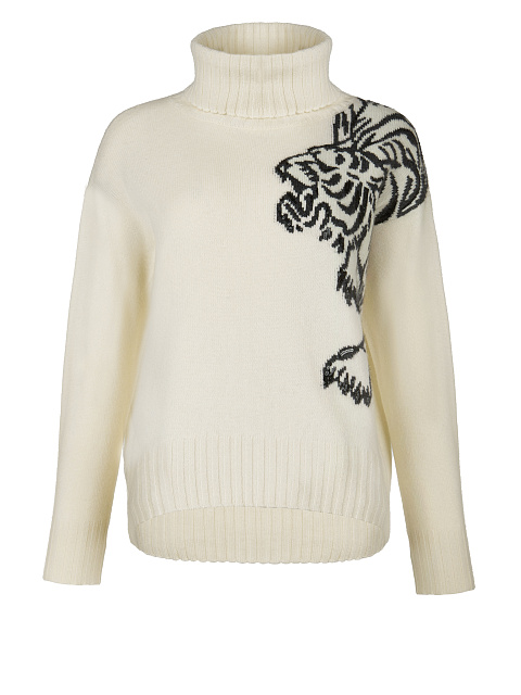 Белый кашемировый свитер с бисером и пайетками, 1