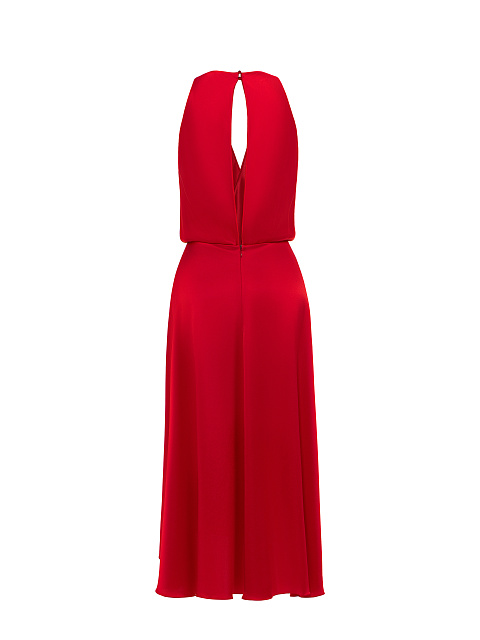 Красное платье-миди из шелка с бисером и стразами, 2