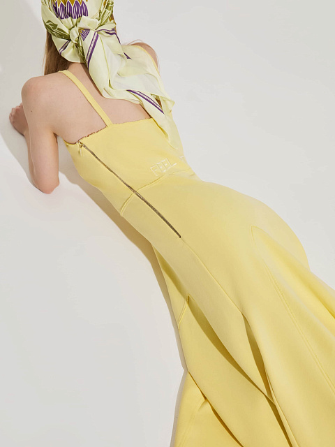 Желтое хлопковое платье-миди, 3