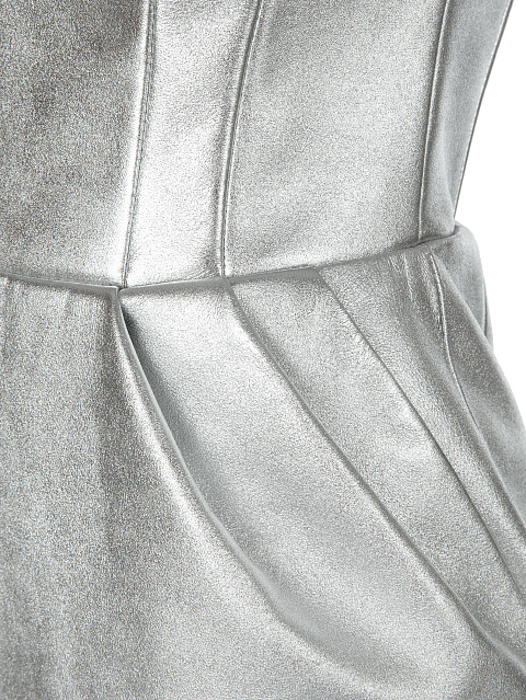 Серебряное платье-мини из кожи, 3