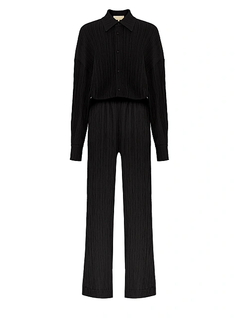 Черный комплект из рубашки и брюк, 3