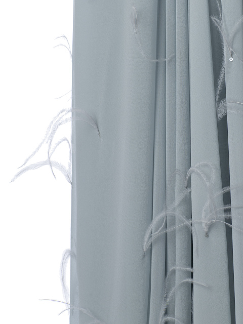 Серо-голубое платье-макси из шифона с драпировкой, 3 Серо-голубое платье-макси из шифона с драпировкой, 3