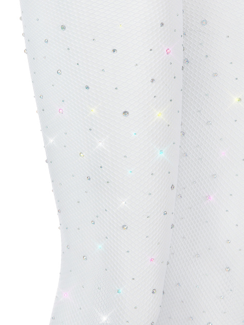 Белые колготки в сетку со стразами, 2