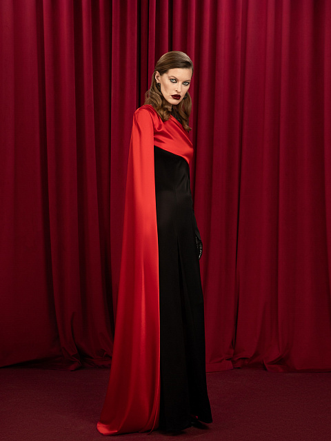 Платье-макси из черного и красного шелка, 12 Платье-макси из черного и красного шелка, 12