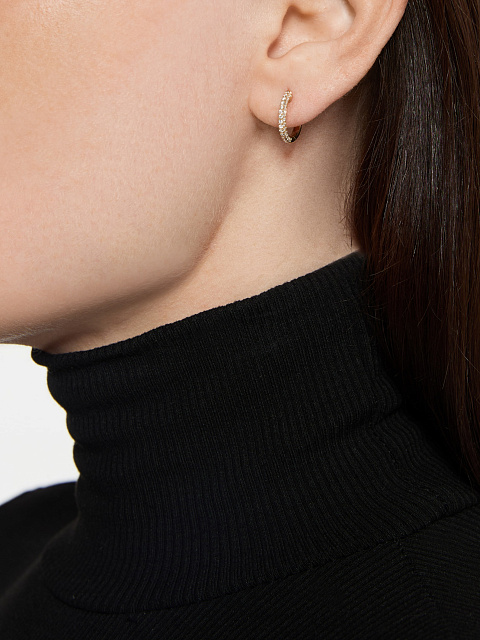 Асимметричные хупсы из желтого золота с подвеской, 3 Асимметричные хупсы из желтого золота с подвеской, 3