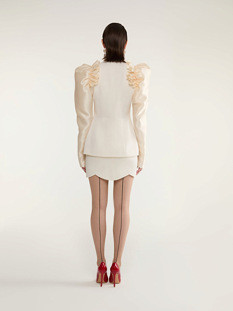 Молочный костюм-двойка с объемными рукавами, 4