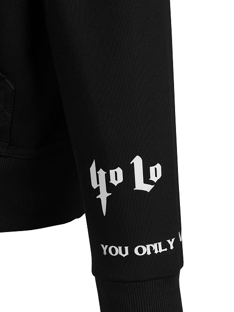 Черное худи с белым принтом на спине, 4 Черное худи с белым принтом на спине, 4