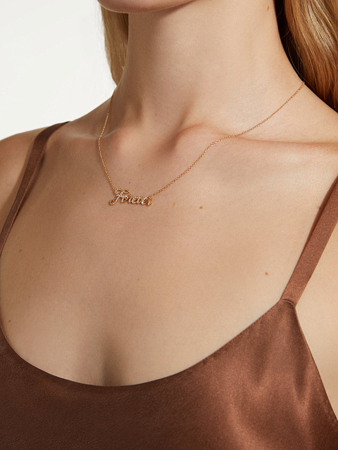 Колье с кулоном "Forever" из желтого золота с бриллиантами, 2