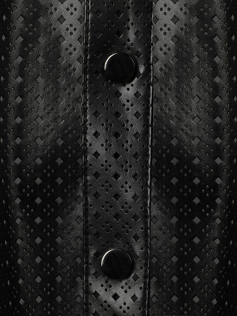 Черная рубашка из эко-кожи с перфорацией, 4