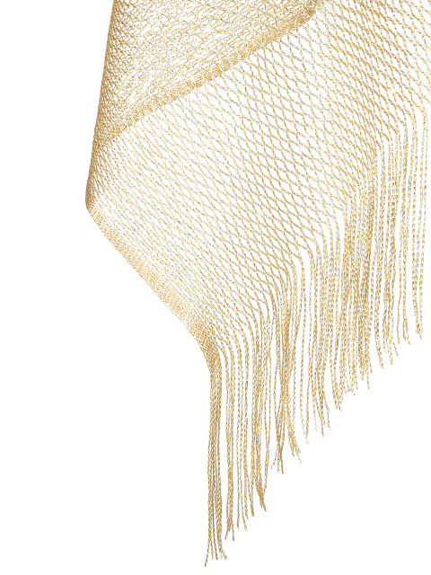 Золотистое пончо из сетки с бахромой, 4