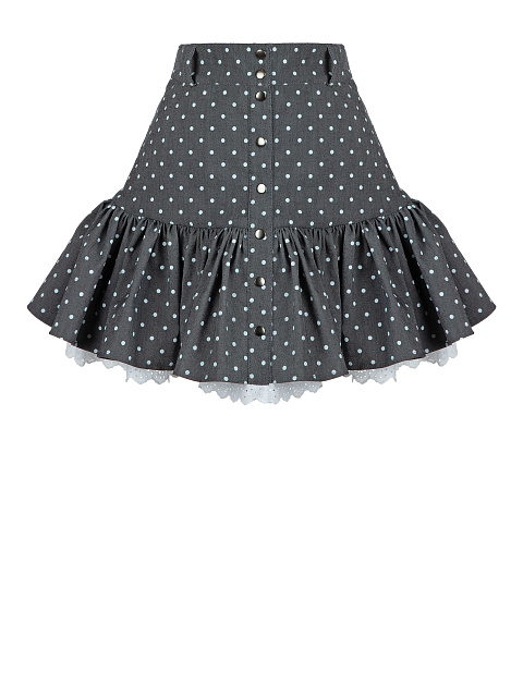 Серая юбка-мини из денима в горошек, 1 Серая юбка-мини из денима в горошек, 1