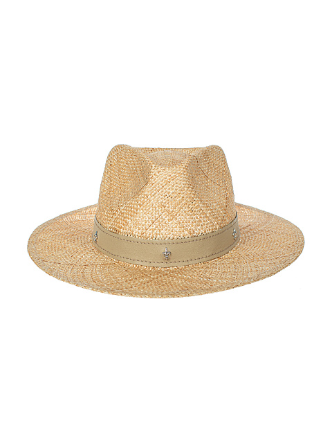 Соломенная шляпа с отделкой из бежевой кожи и лилиями, 2 Соломенная шляпа с отделкой из бежевой кожи и лилиями, 2