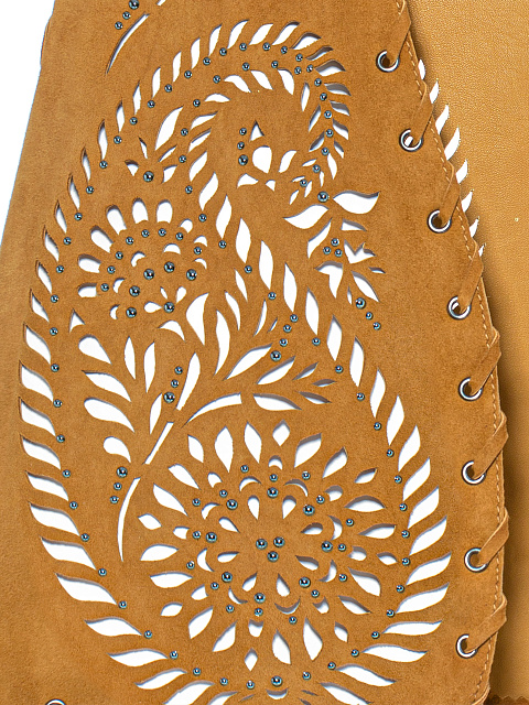 Коричневый жилет из замши с перфорацией, 3