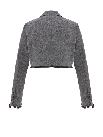 Укороченный серый жакет из вареного денима, 2