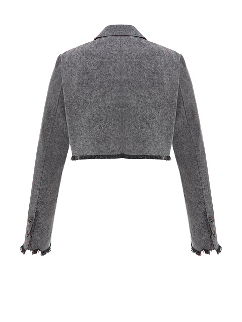 Укороченный серый жакет из вареного денима, 2