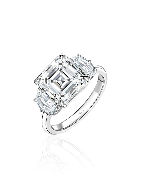 Кольцо из белого золота с бриллиантом Emerald Cut , 1