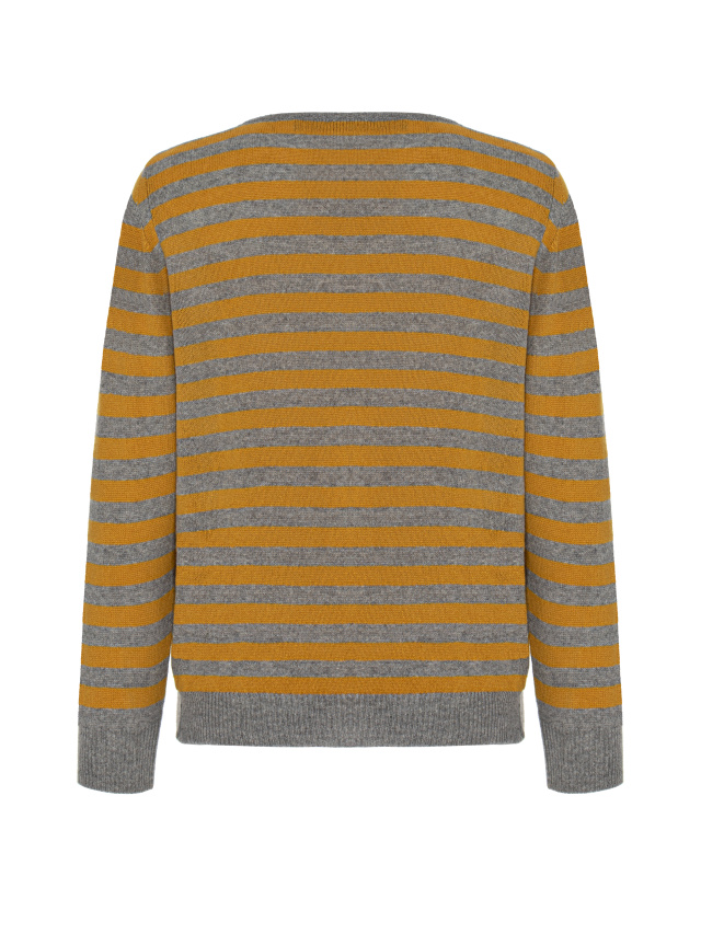 Оранжевый кашемировый пуловер в полоску, 2