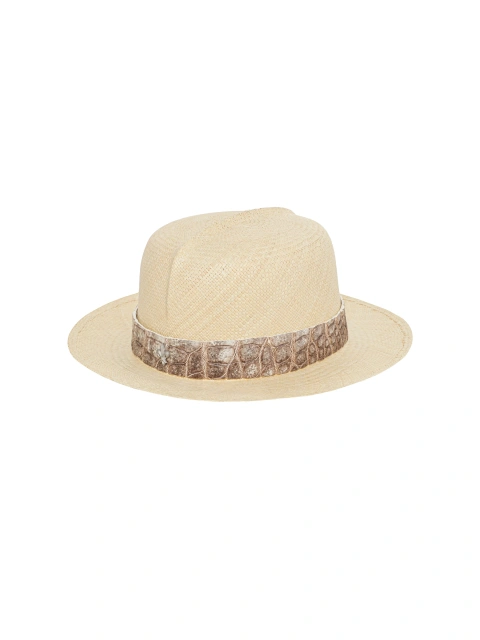 Соломенная шляпа с отделкой из кожи гималайского крокодила, 1