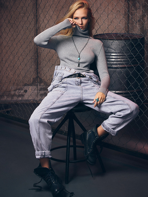 Серая трикотажная водолазка в рубчик, 6 Серая трикотажная водолазка в рубчик, 6