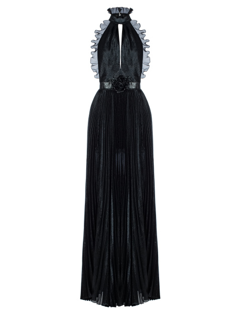 Черное платье-макси из шелка с люрексом, 1