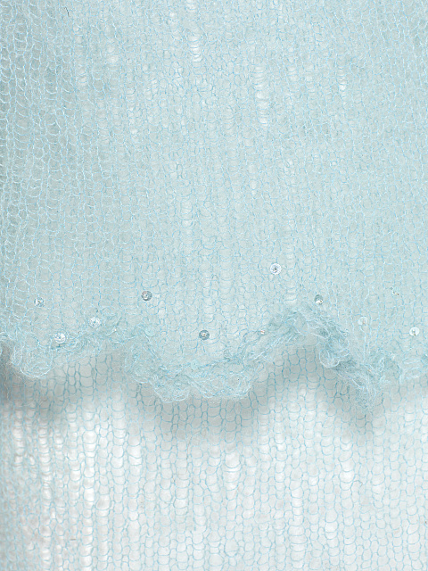 Голубой свитер из мохера с открытыми плечами, 3