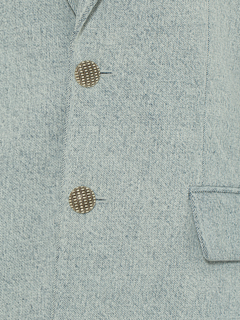 Голубой жакет из денима с фигурным низом, 3