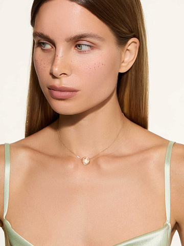 Колье с кулоном с буквой R из розового золота с горным хрусталем, 2