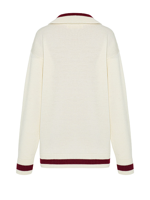 Белый вязаный пуловер с молнией, 2 Белый вязаный пуловер с молнией, 2