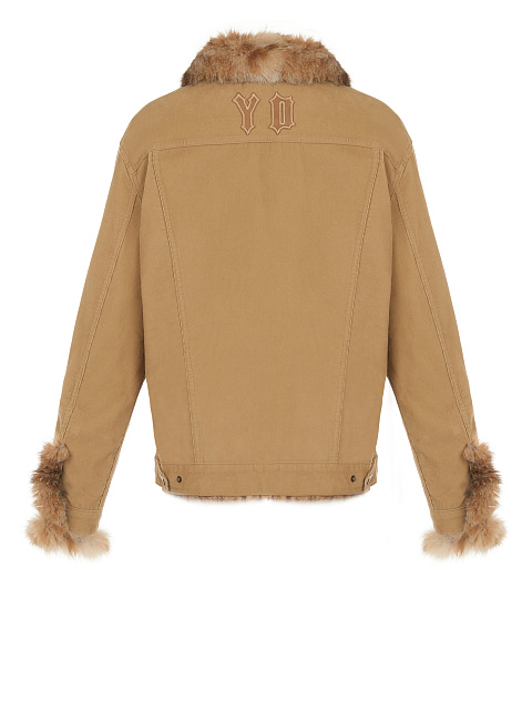 Бежевая вельветовая куртка с подкладом из меха рыси, 2