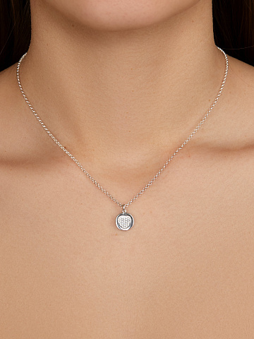 Колье из серебра с кулоном с фианитами, 2