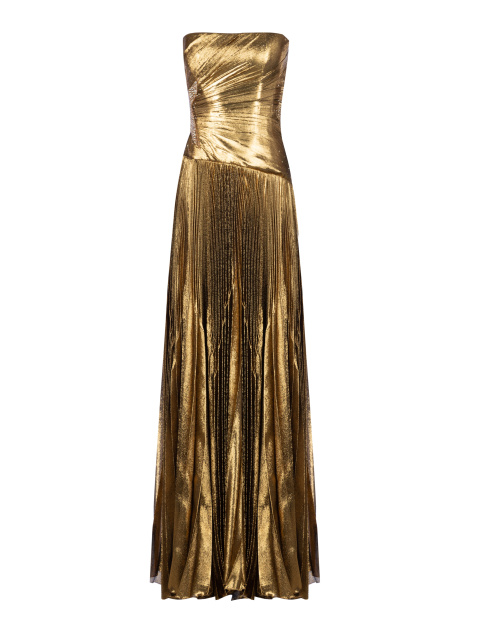 Золотое платье-макси с люрексом и стразами, 1
