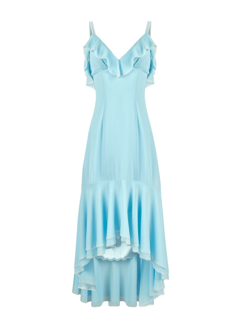 Голубое шифоновое платье-сарафан с кружевом, 1